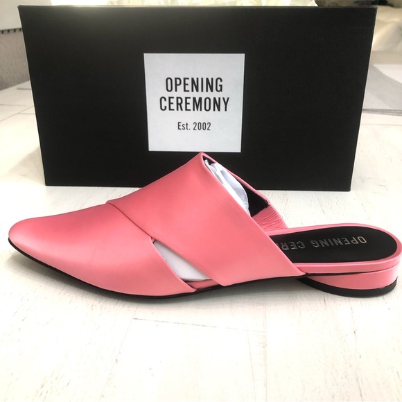 OPENING CEREMONYPointed Toe Mules Slip On Flats Size 38 Cactus PinkNIB